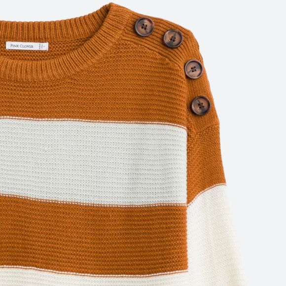 PINK CLOVER (Stitch Fix) Mariko Button Detail Ribbed Pullover Sz XL - Picture 2 of 6